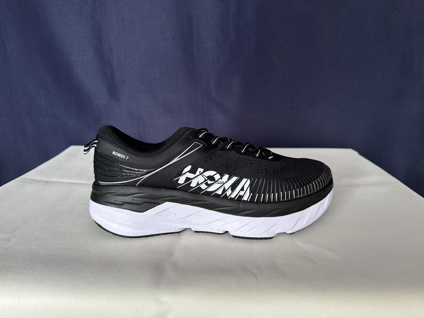 Size 9.5- Hoka Women Bondi 7 Black White Running Shoes Sneaker