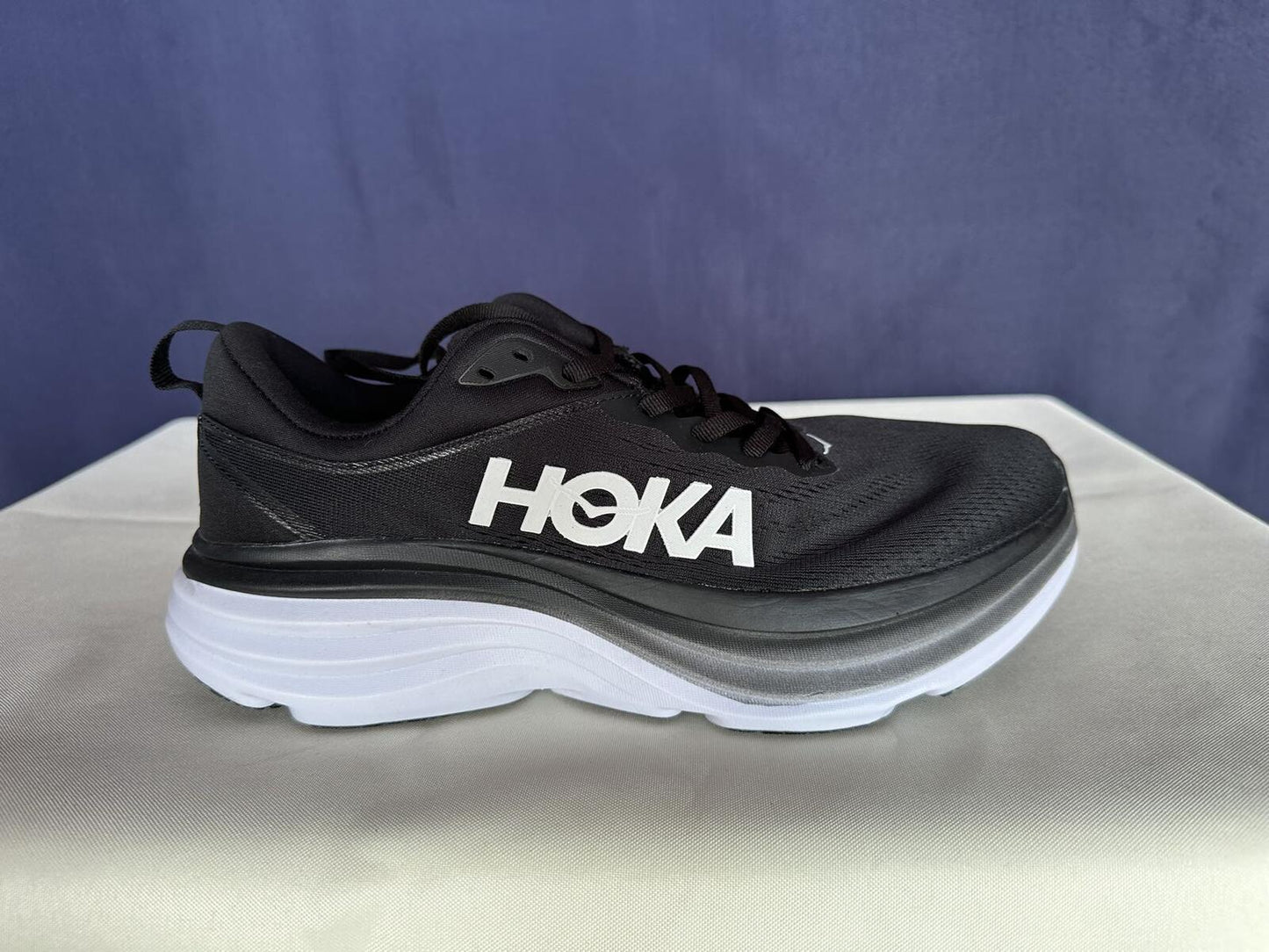 Size 9.5D - Hoka Men Bondi 8 Black/White Mens Sneakers Shoes