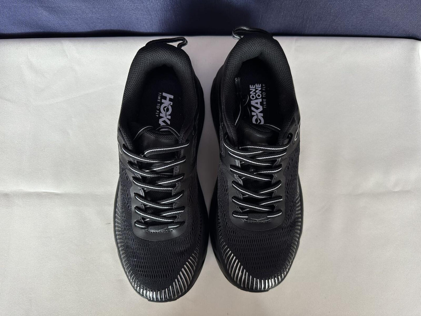 Size 8- Hoka Men Bondi 7 Black Black Running Shoes Sneakers