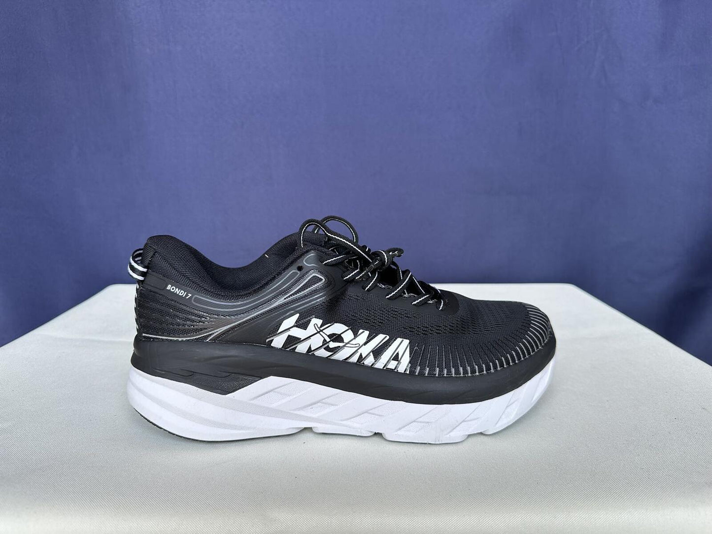Size 9.5 - Hoka Men Bondi 7 Black White Running Shoes Sneaker