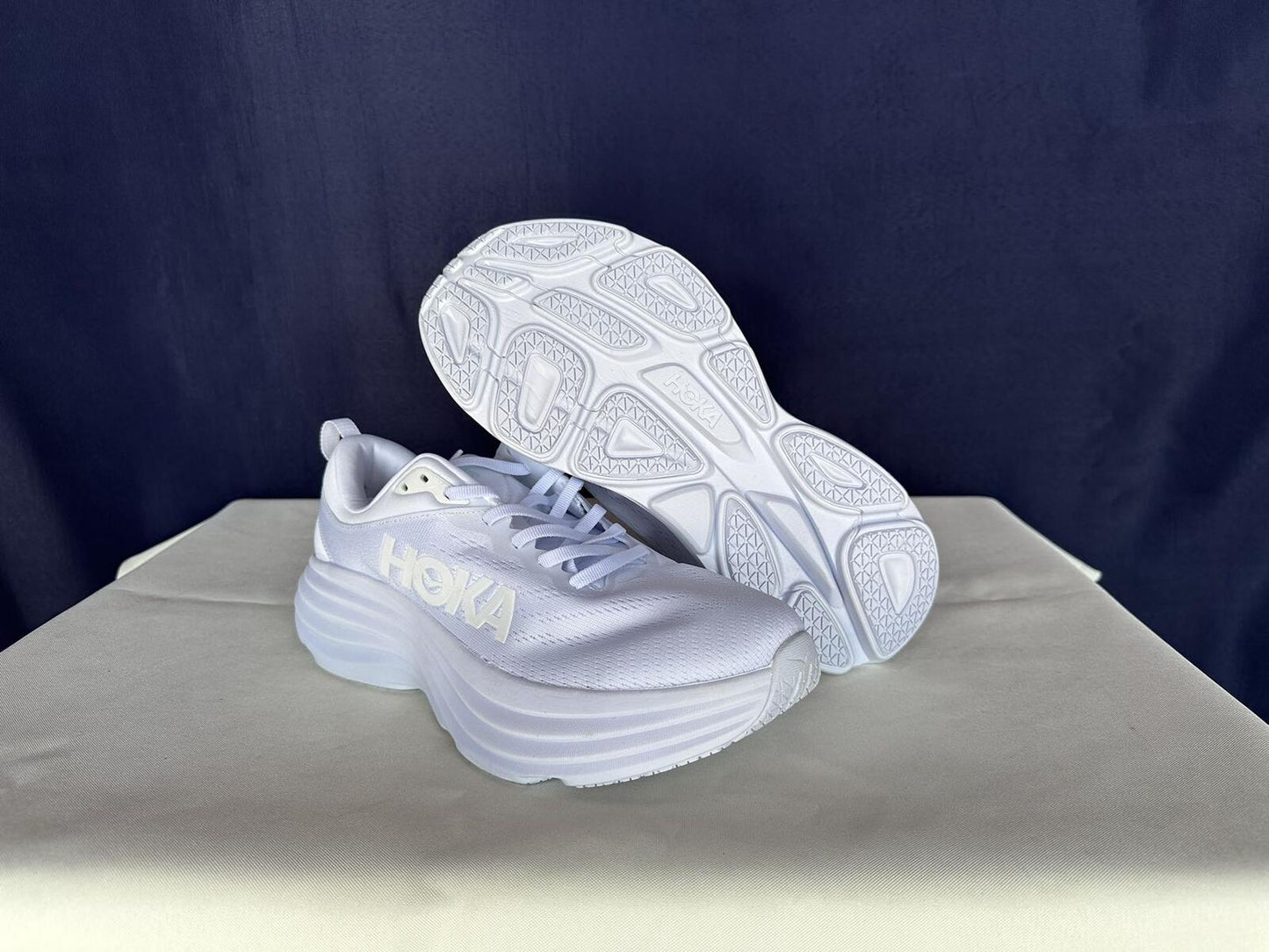 Size 10.5B - Hoka Women Bondi 8 White/White Womens Sneakers Shoes