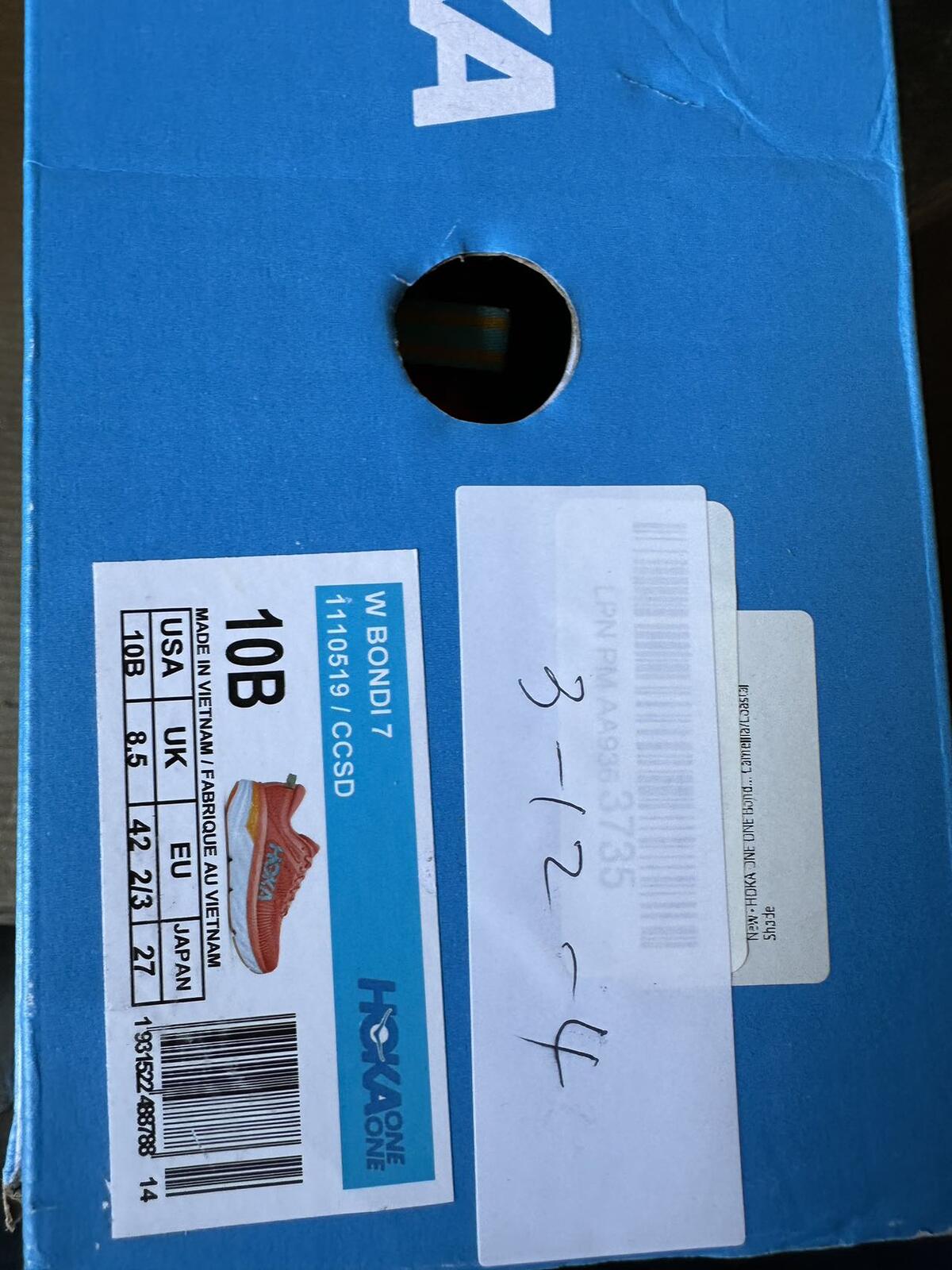 Size 10B- Hoka Women Bondi 7 Camellia/Coastal Shade Sneakers