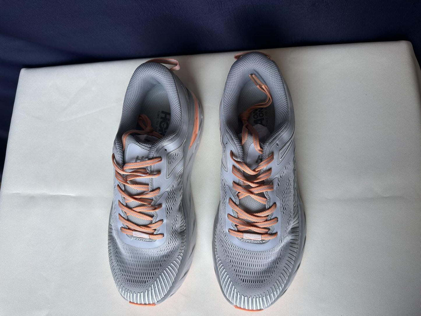Size 10.5- Hoka Women Bondi 7 Harbor Mist Sharkskin Sneakers