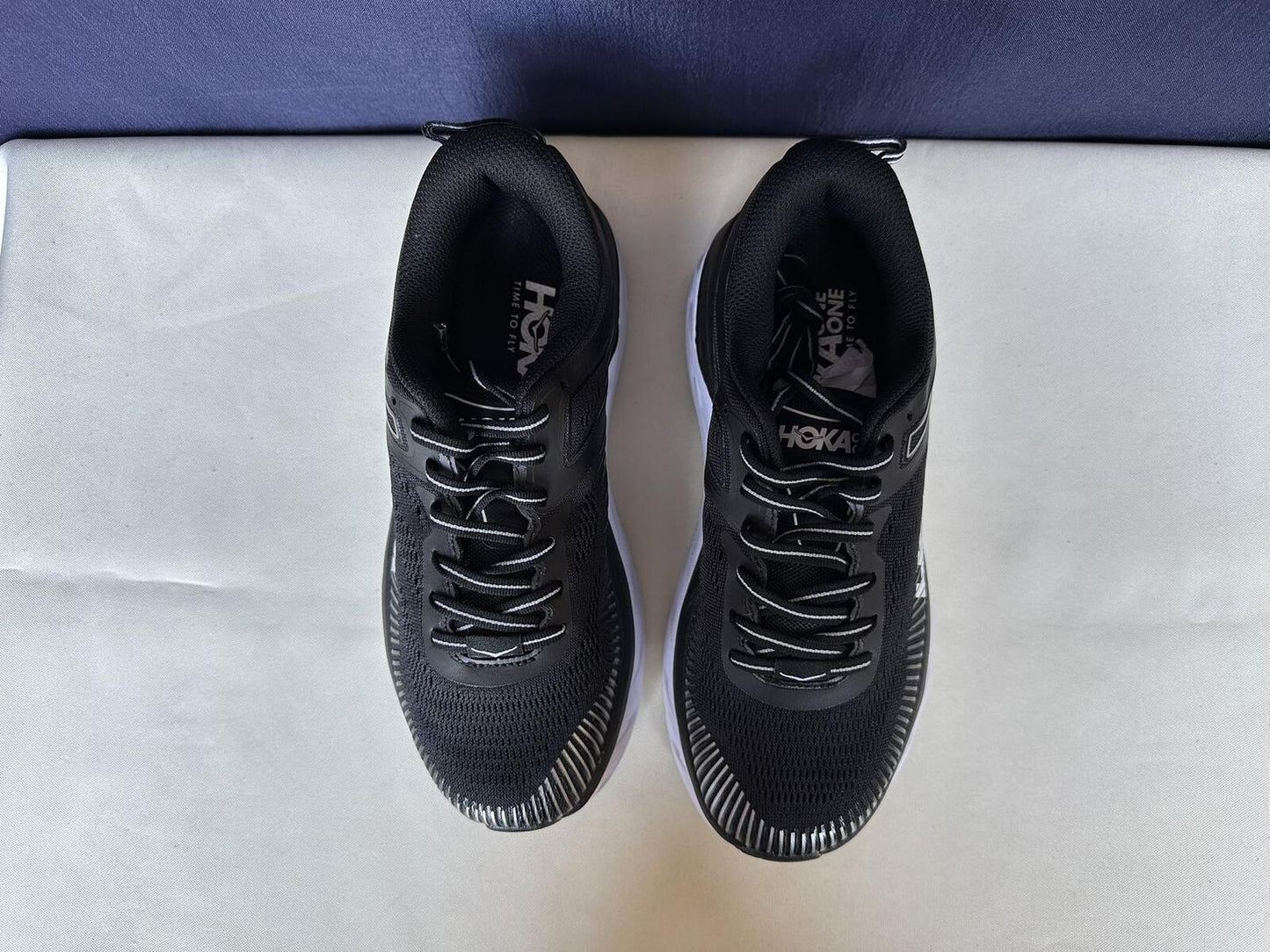 Size 7.5- Hoka Women Bondi 7 Black White Running Shoes Sneaker