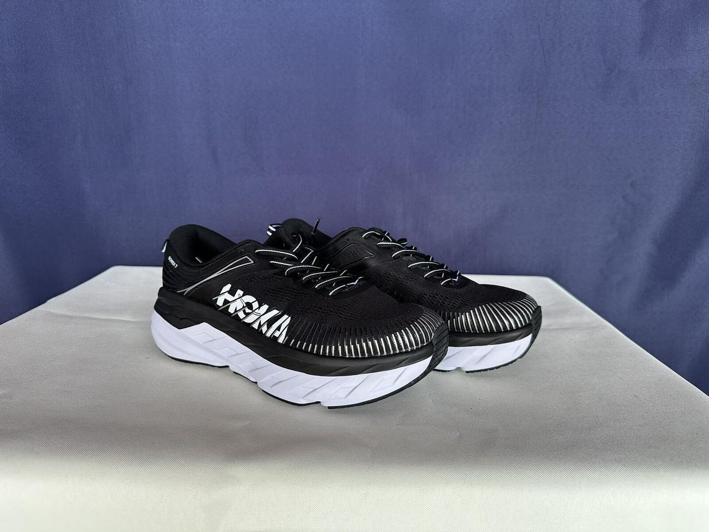 Size 8 - Hoka Women Bondi 7 Black White Running Shoes Sneaker