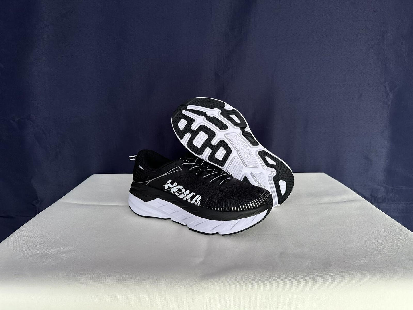 Size 7.5- Hoka Women Bondi 7 Black White Running Shoes Sneaker