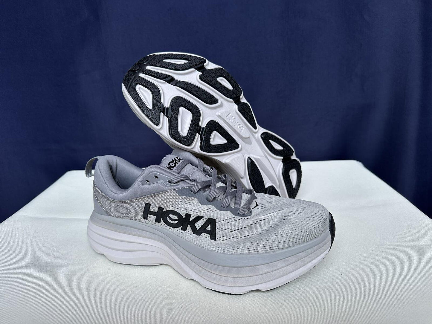 Size 9.5D - Hoka Men Bondi 8 Sharkskin Harbor Mist Sneakers