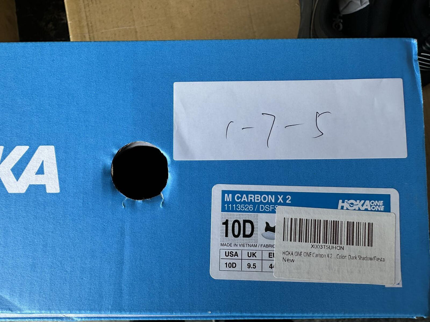 Size 10D- Hoka Men Carbon X 2 Dark Shadow Fiesta Sneakers