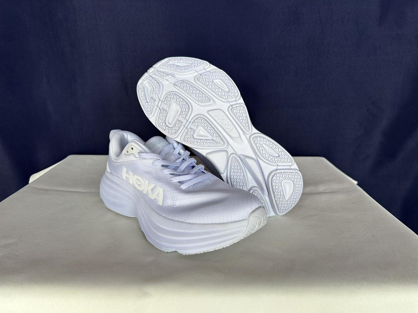 Size 10.5B - Hoka Women Bondi 8 White/White Womens Sneakers Shoes