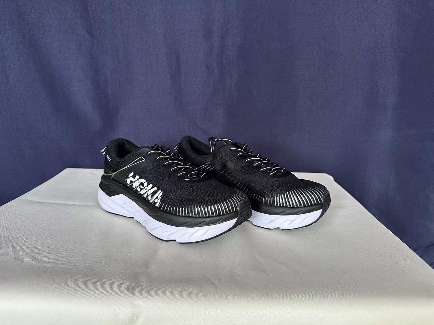 Size 9.5- Hoka Women Bondi 7 Black White Running Shoes Sneaker