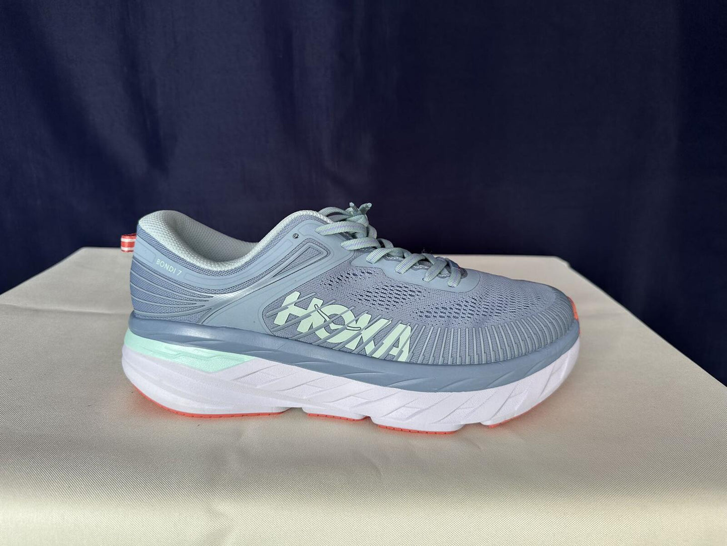 Size 11- Hoka Women Bondi 7 Blue Fog Blue Glass Sneakers