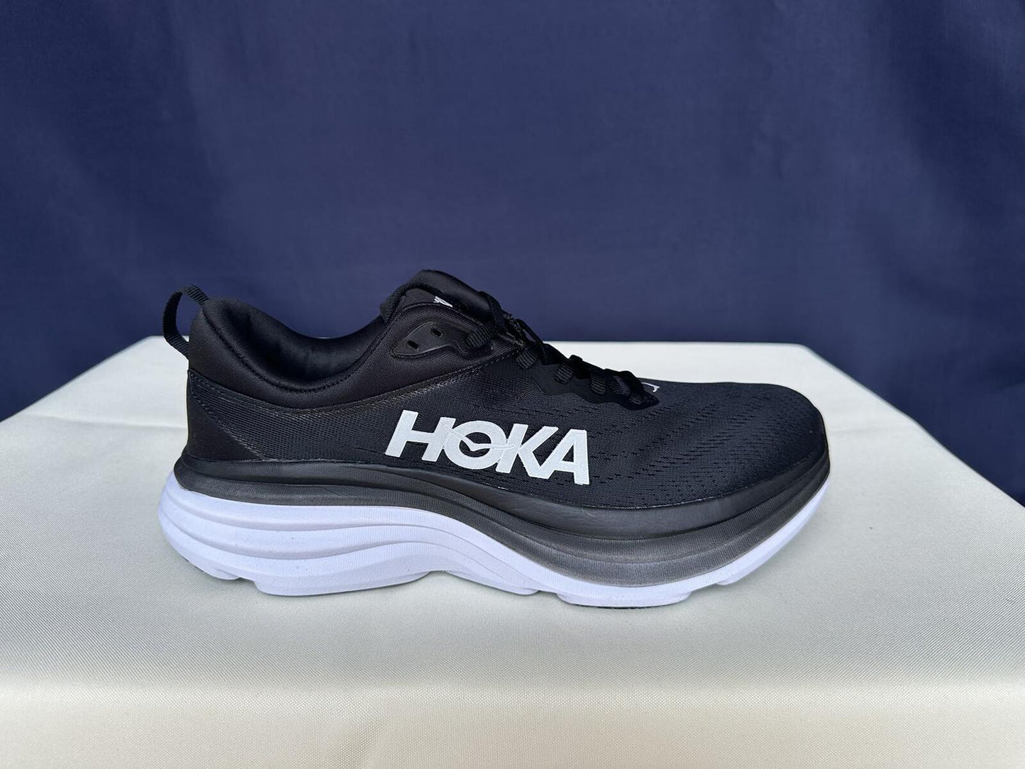 Size 10.5D- Hoka Men Bondi 8 Black/White Mens Sneakers Shoes