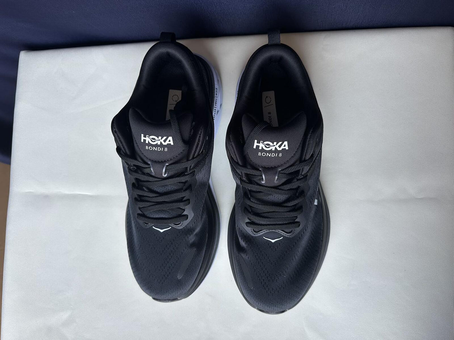 Size 10D- Hoka Men Bondi 8 Black/White Mens Sneakers Shoes