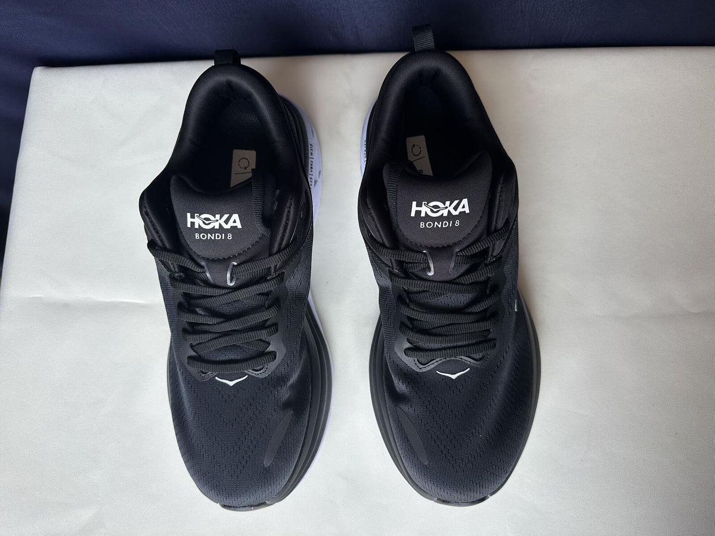 Size 10D- Hoka Men Bondi 8 Black/White Mens Sneakers Shoes