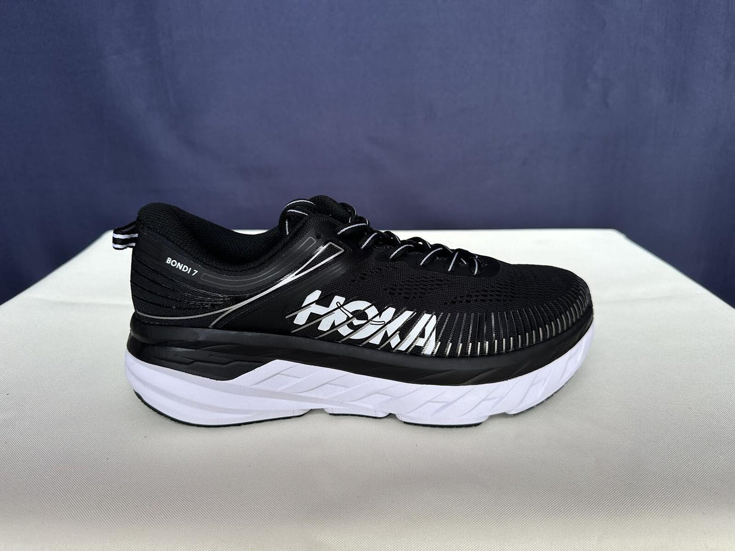 Size 9.5- Hoka Women Bondi 7 Black White Running Shoes Sneaker