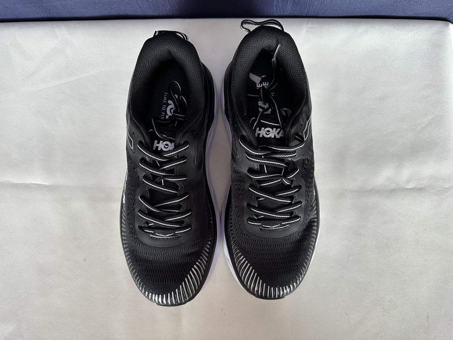Size 8 - Hoka Women Bondi 7 Black White Running Shoes Sneaker