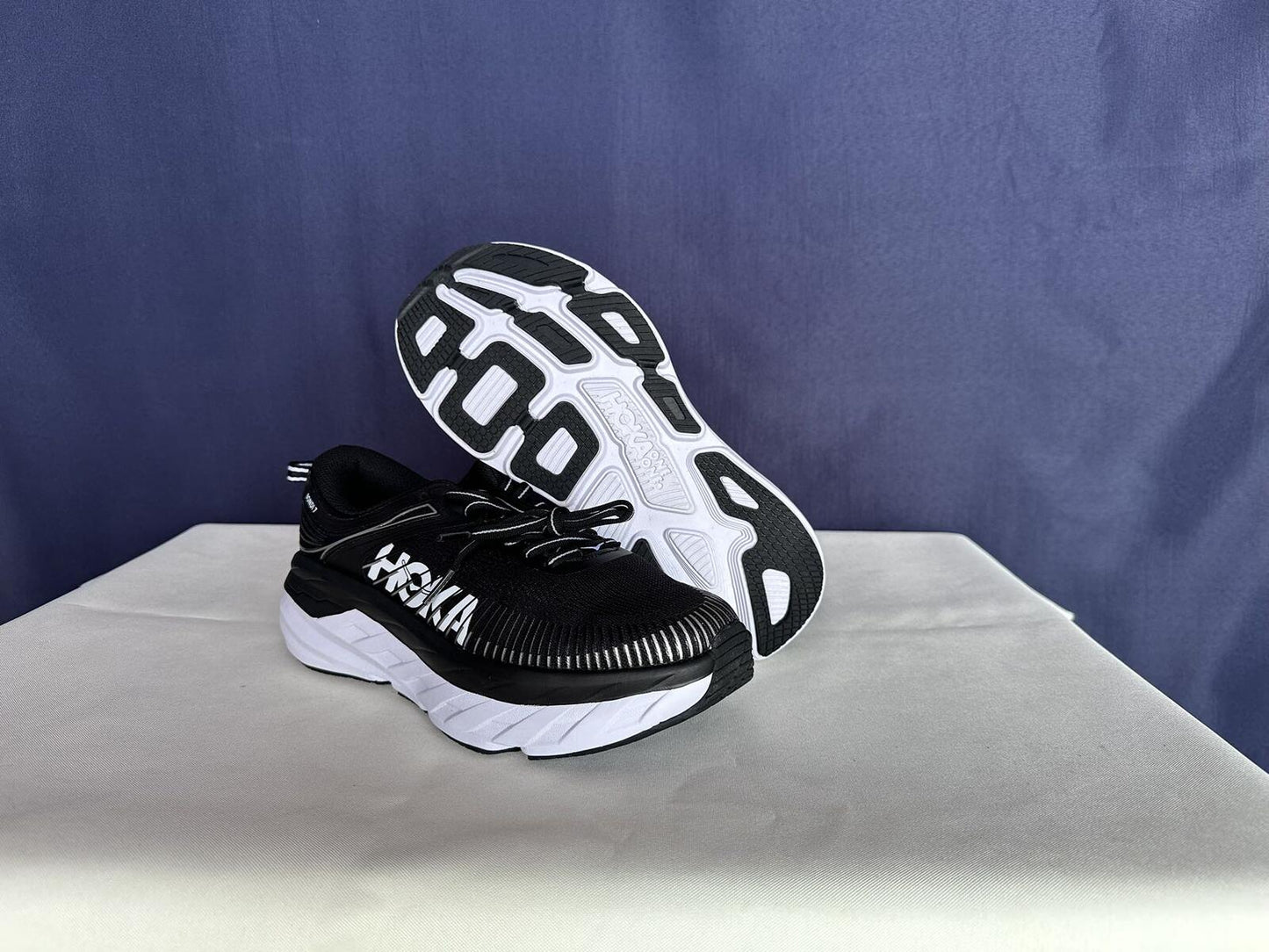 Size 8 - Hoka Women Bondi 7 Black White Running Shoes Sneaker