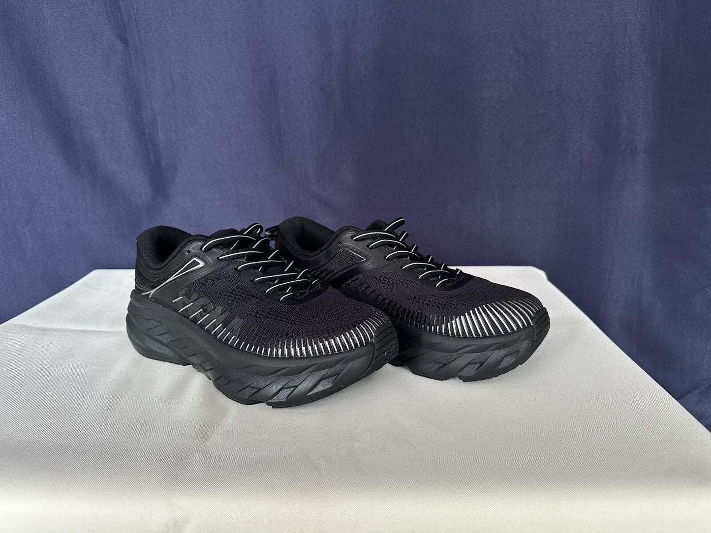 Size 8- Hoka Men Bondi 7 Black Black Running Shoes Sneakers