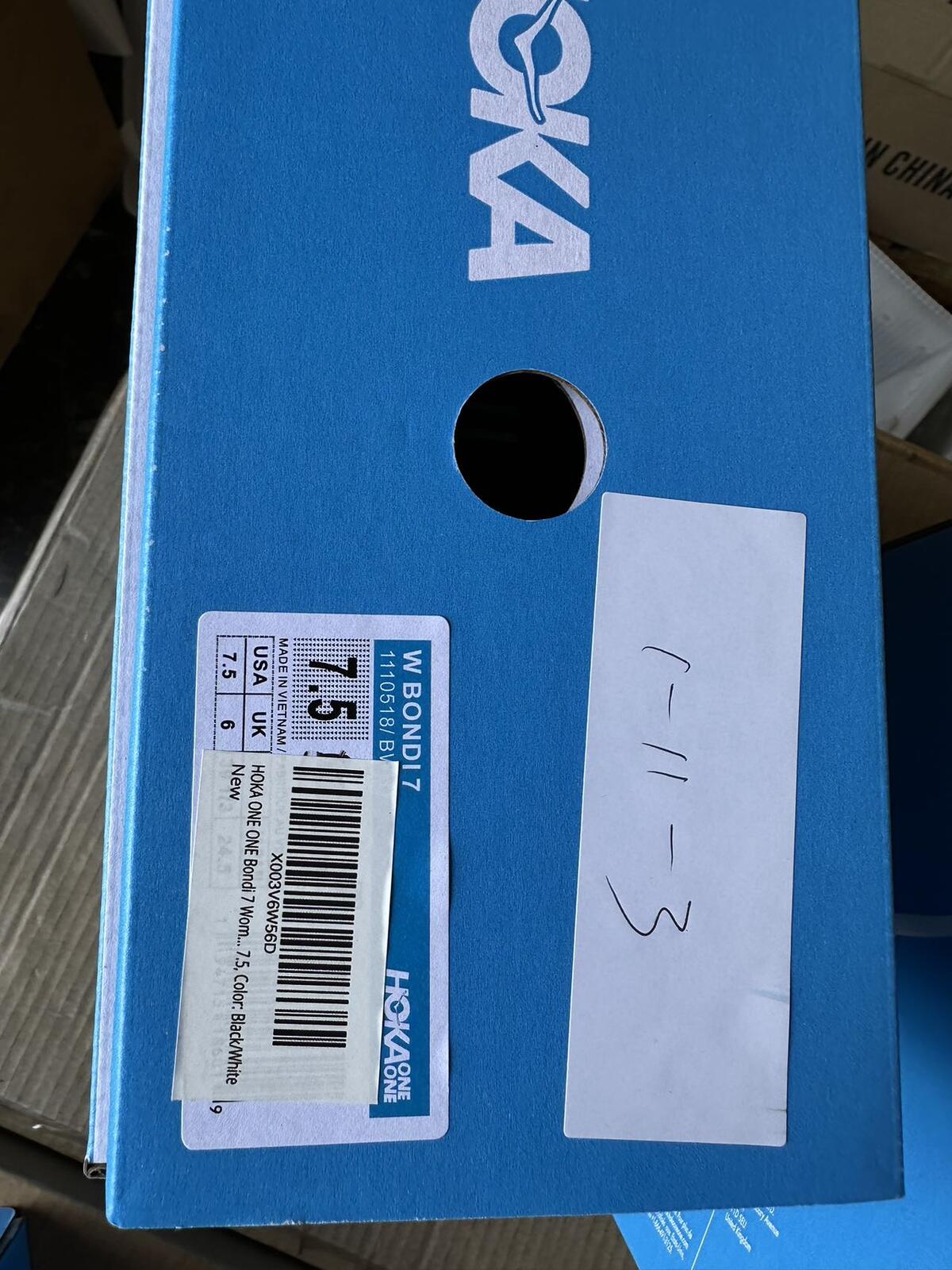 Size 7.5- Hoka Women Bondi 7 Black White Running Shoes Sneaker