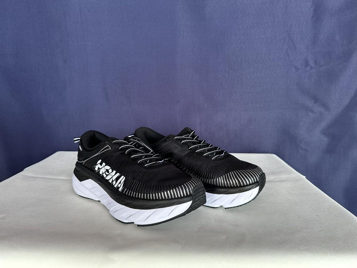Size 8 - Hoka Women Bondi 7 Black White Running Shoes Sneaker