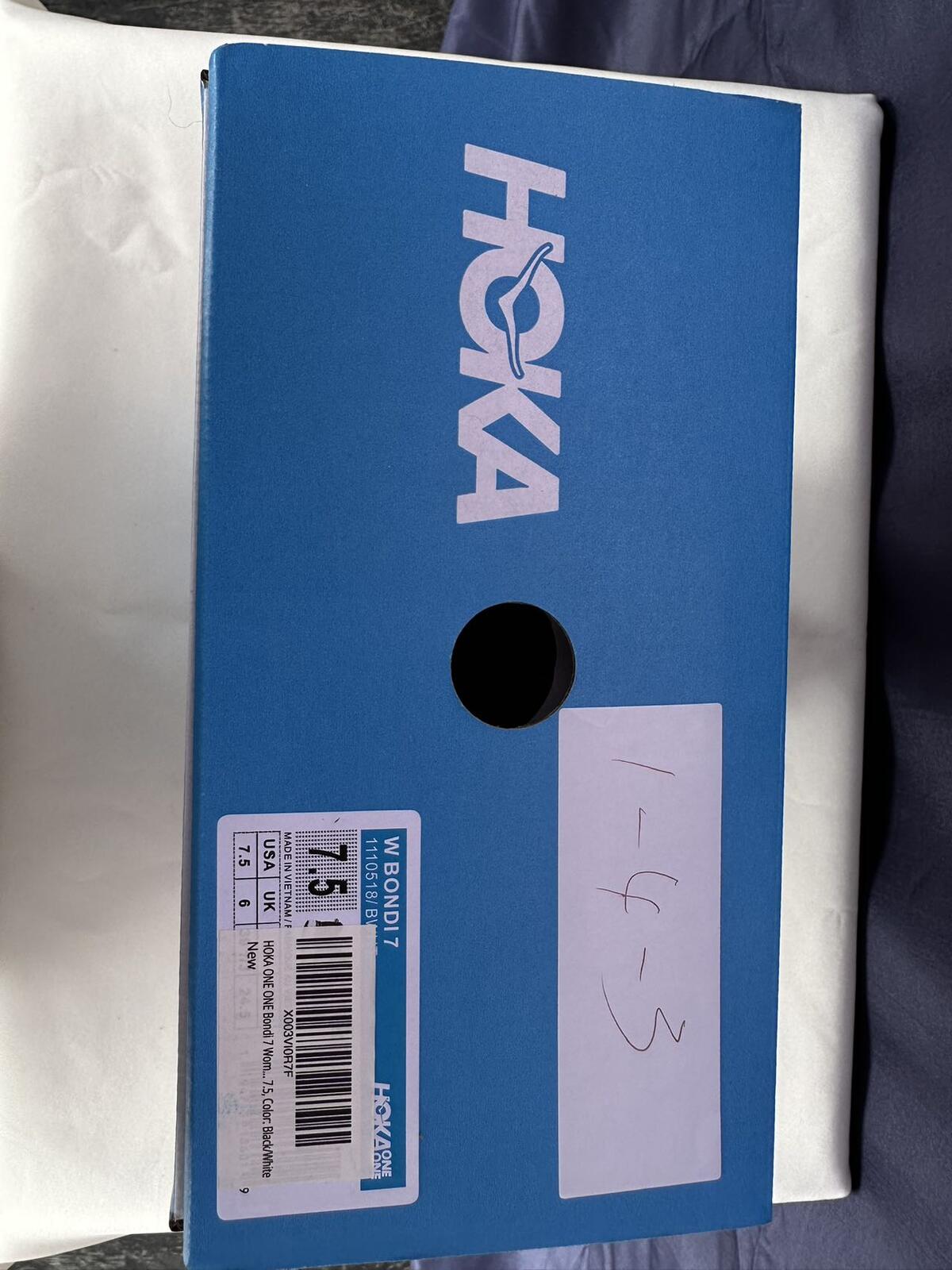 Size 7.5- Hoka Women Bondi 7 Black White Running Shoes Sneaker