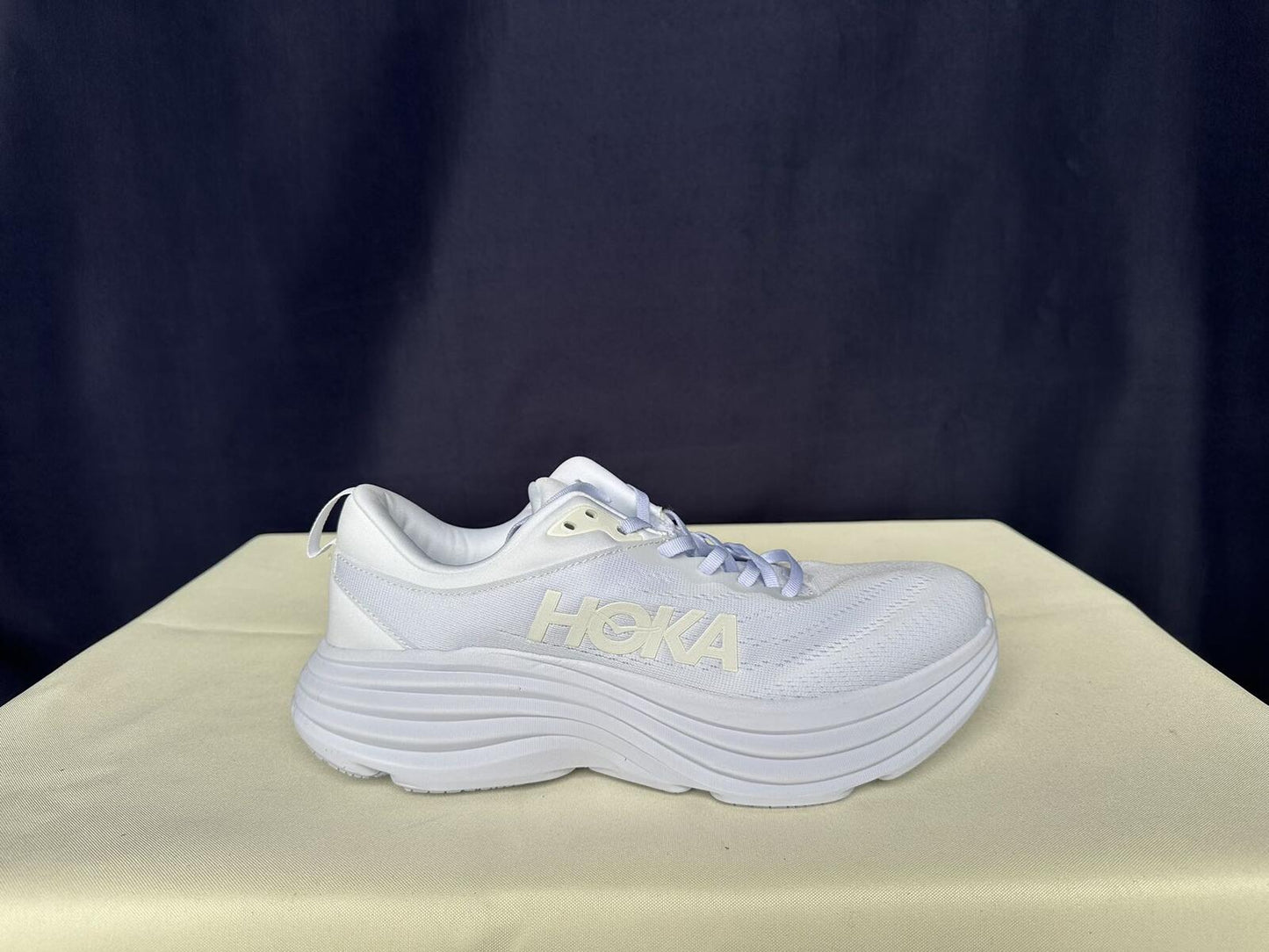 Size 11D - Hoka Men Bondi 8 White White Sneakers Shoes