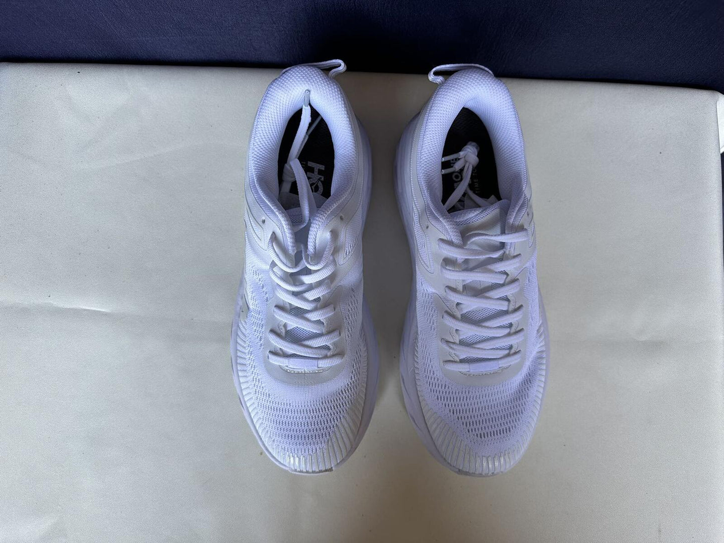 Size 9- Hoka Women Bondi 7 White White Trainer Sneakers Shoes