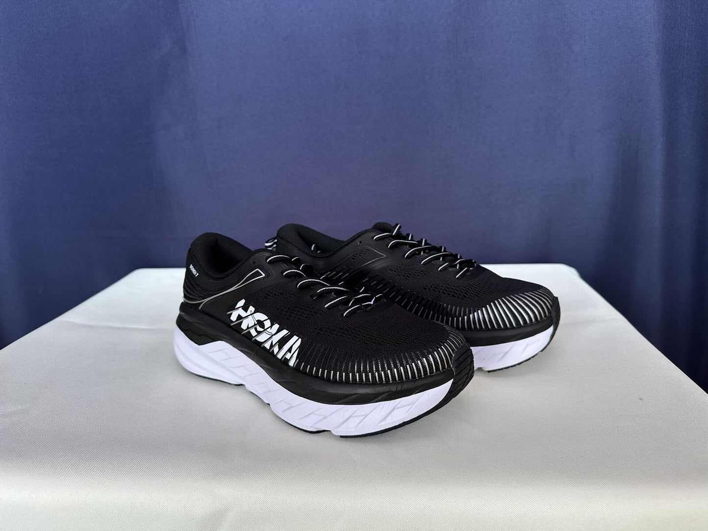 Size 9 - Hoka Women Bondi 7 Black White Running Shoes Sneaker