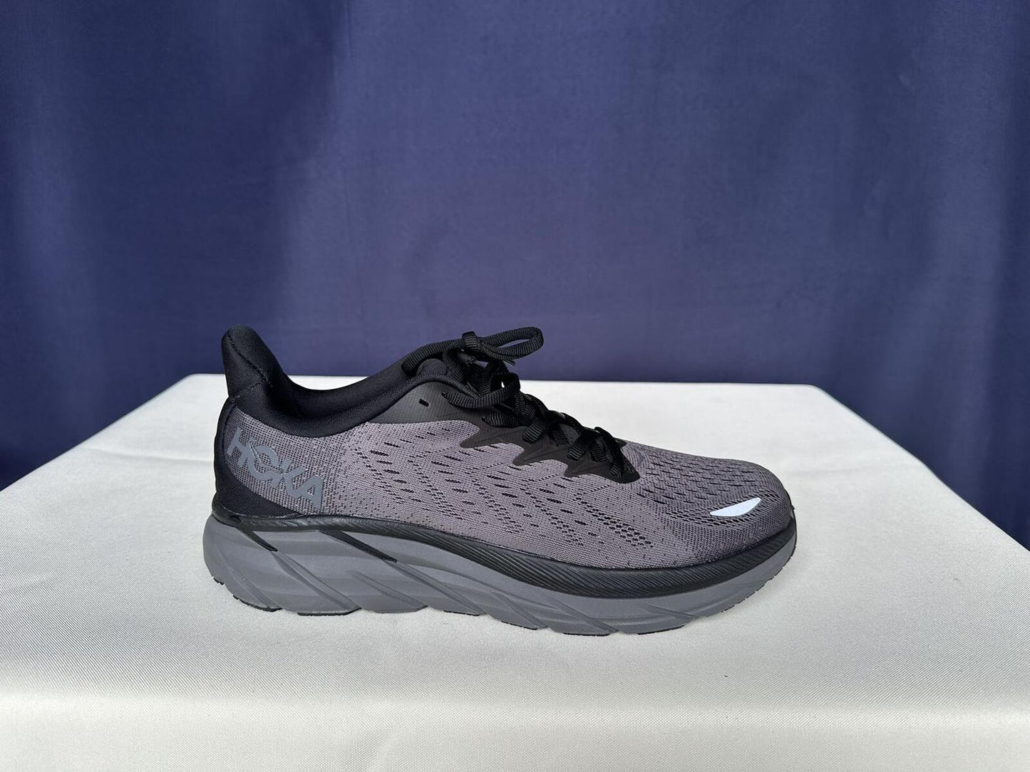 Size 10.5B- Hoka Women Clifton 8 Black Black Running Sneakers